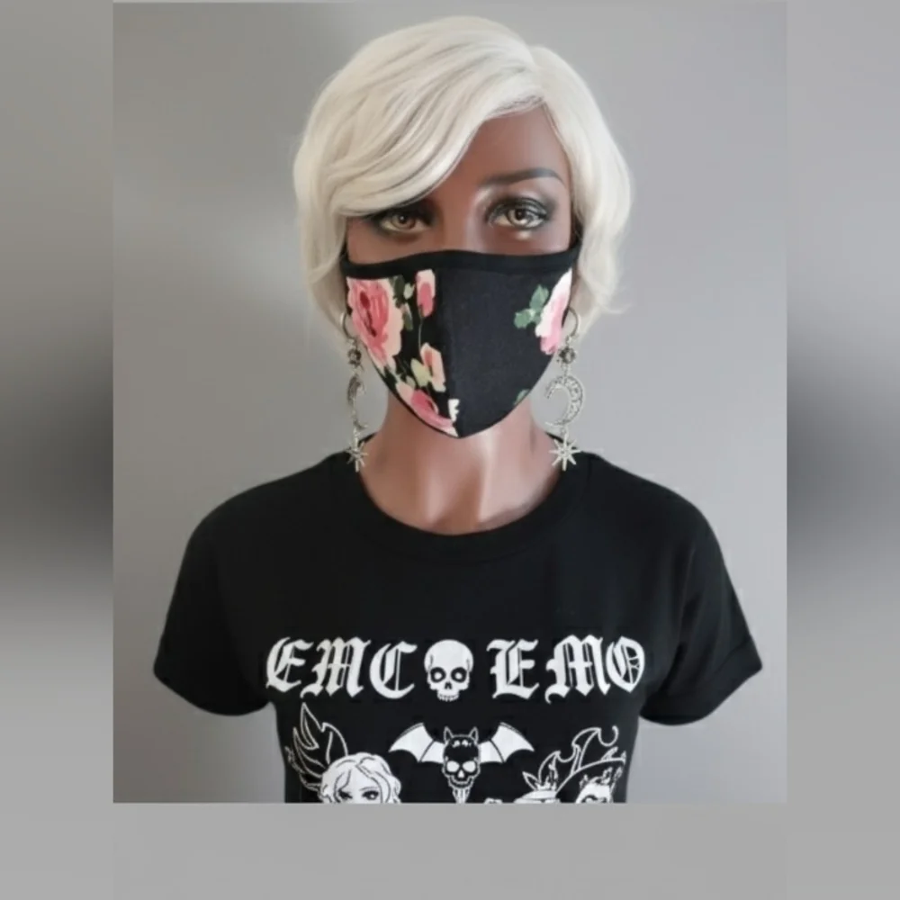 Cottagecore Black Floral Patchwork Face Mask